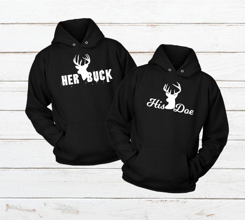 buck and doe couple hoodies