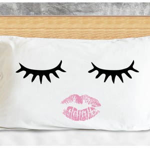 Lash and Lips, Pillow, Lash Pillow, Eye Lash Pillow, Lash Pillow Cases, Eyelash Pillow, Eyelash Pillow Case, Gift for Her, Lash Lips Gifts