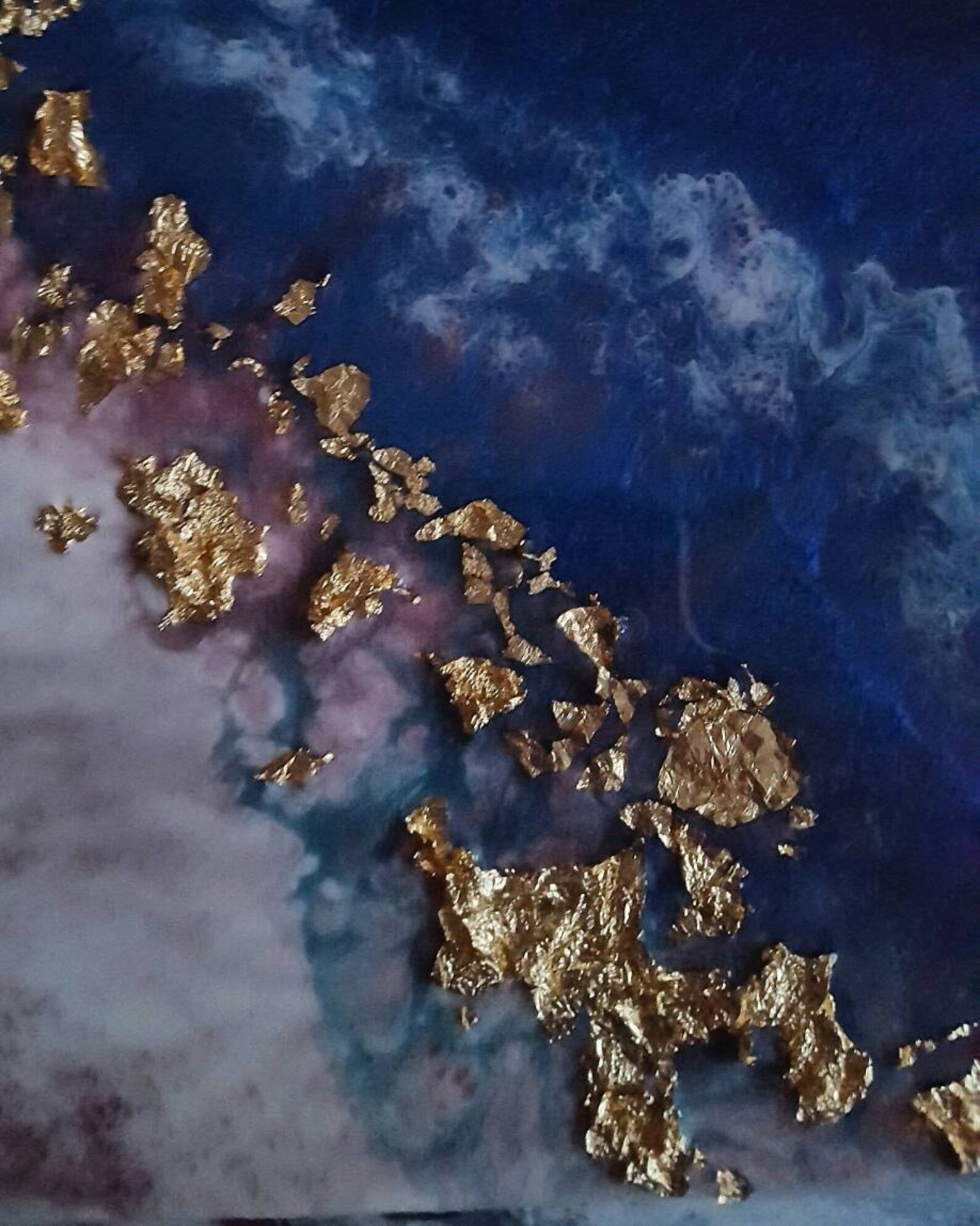 Original Abstract Resin Art Gold Leaf Resin Painting Etsy