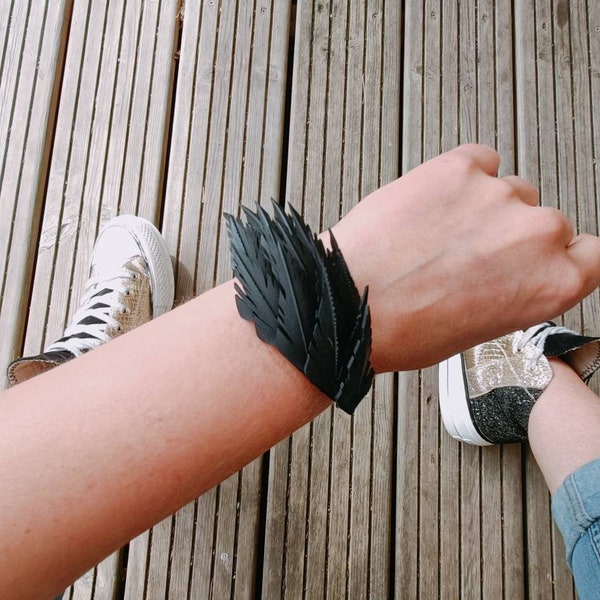 NamNam bracelet plumes en chambre à air recyclée