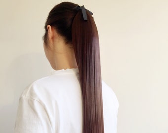 Dark Brown 23” Ponytail Hair Extensions synthetic fiber straight like human hair