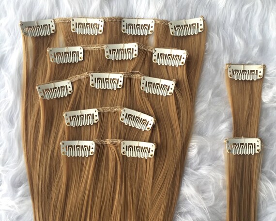 22 Inches Honey Blonde Hair Extensions 7 Pieces Set Straight Etsy