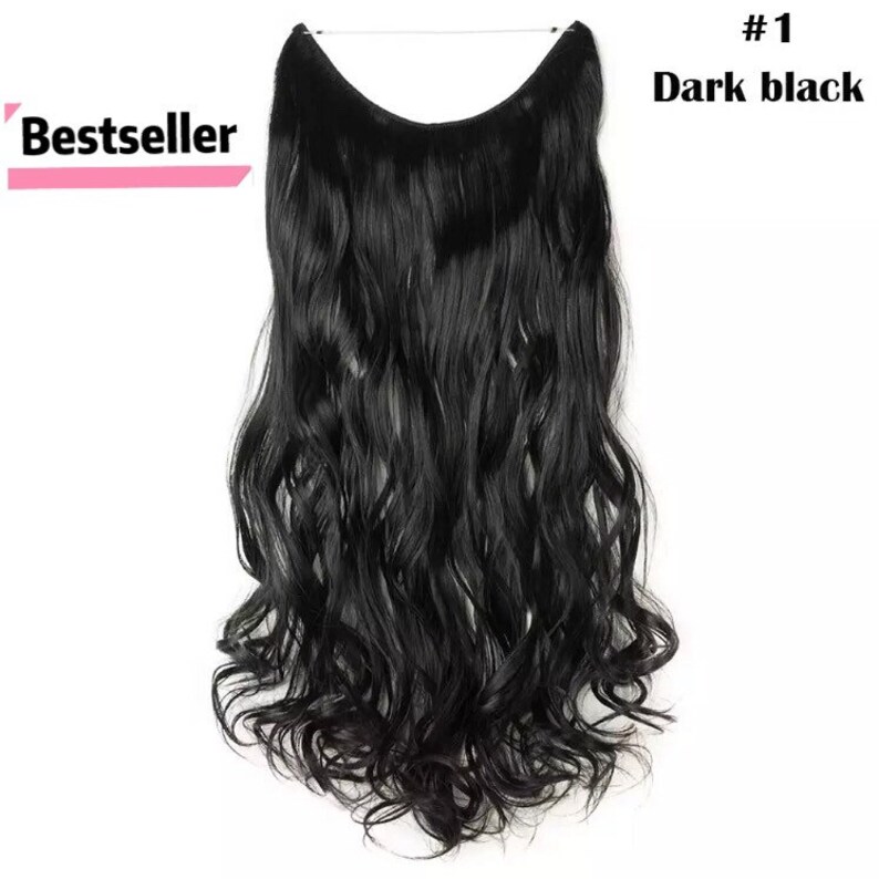 24 Inches Halo Hair Extensions One Piece Invisible Wire Wavy Etsy