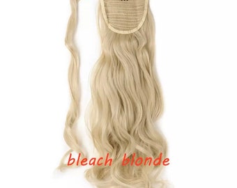 23" Ponytail Curly Synthetic One piece Clip in Hair Extensions Bleach blonde