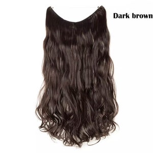 20 Inches Halo Hair Extensions, One Piece Invisible Wire Wavy Hair ...