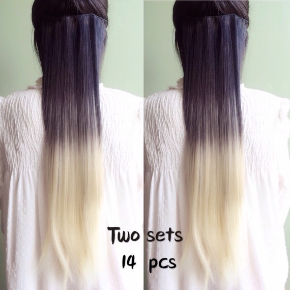 Clip In Full Head Hair Extensions 22 Inches Black To Etsy