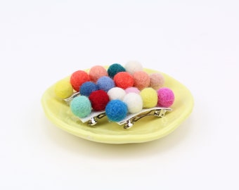 2 he set of children's hair clips with Pom Poms free color choice Snap hair clips with pompoms in the set