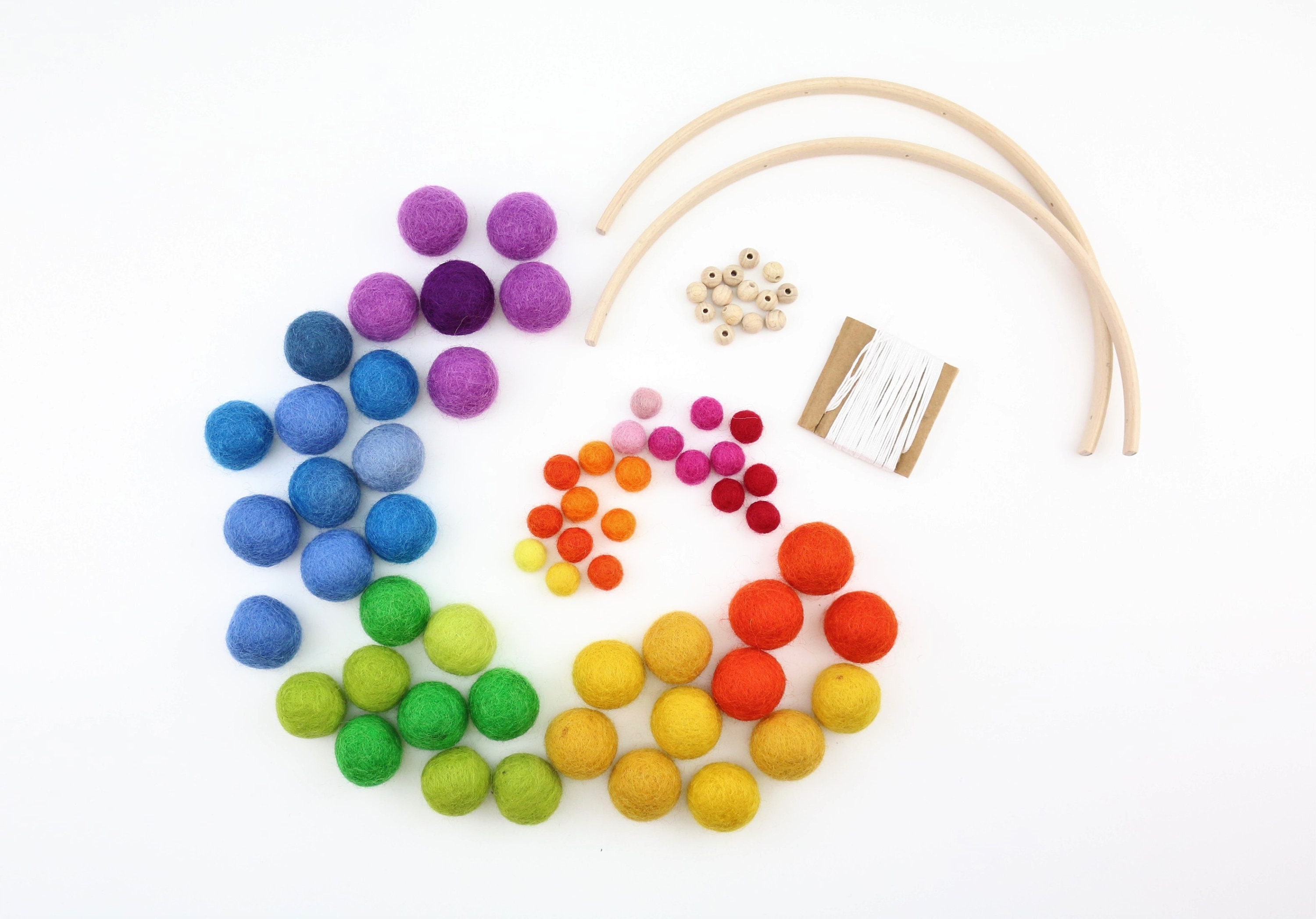 Baby Mobile DIY Set Rainbow Made Felt Balls DIY Kit Many Etsy