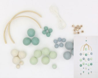 DIY Set Customizable DIY Mobile Colorful Children's Happiness Felt Balls DIY Kit Colorful Baby Gift Personalized Gift Craft Set