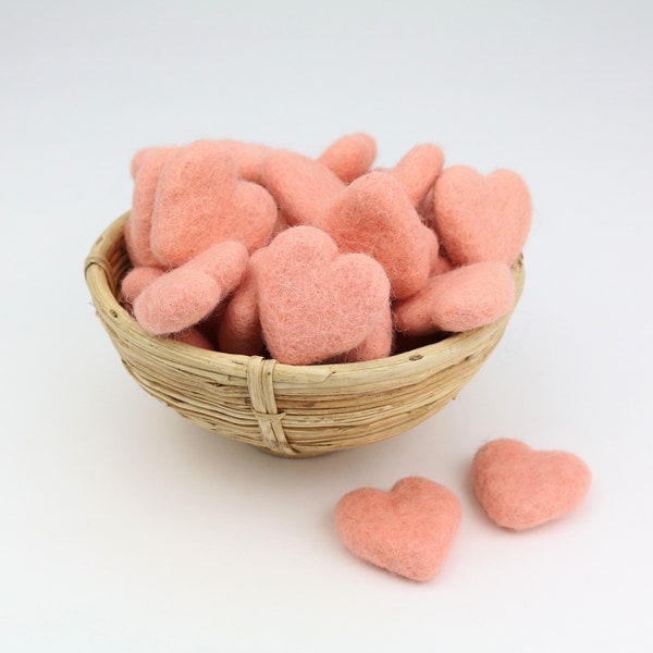 pastel-pink hearts made of felt for crafting #15 decoration Pom Poms versch. Colors Felt Hearts Garlands Decoration colorful