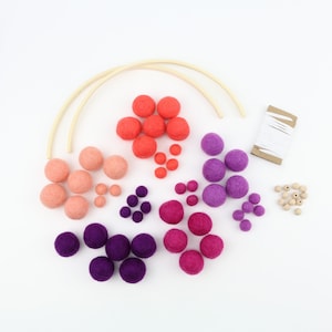 DIY Set Baby Mobile create your own Colorful children&#39;s happiness Felt balls (2.5 cm + 1 cm) many colors customizable gift for birth