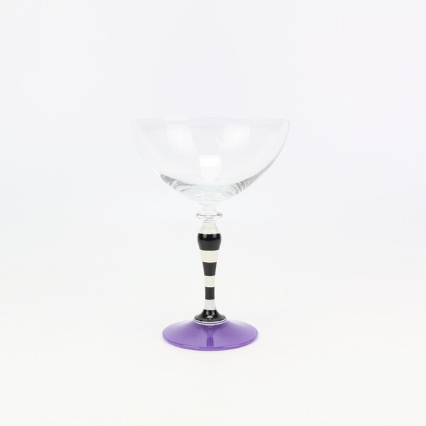 JOY Cocktailglas 90 er Jahre vintage Trinkgllas Stielglas Kult retro schwarz weiß lila Sammlerglas Sammelglas