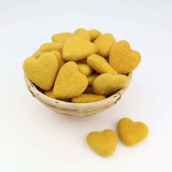 yellow hearts made of felt for crafting #8 decoration Pom Poms versch. Colors Felt Hearts Garlands Decoration colorful