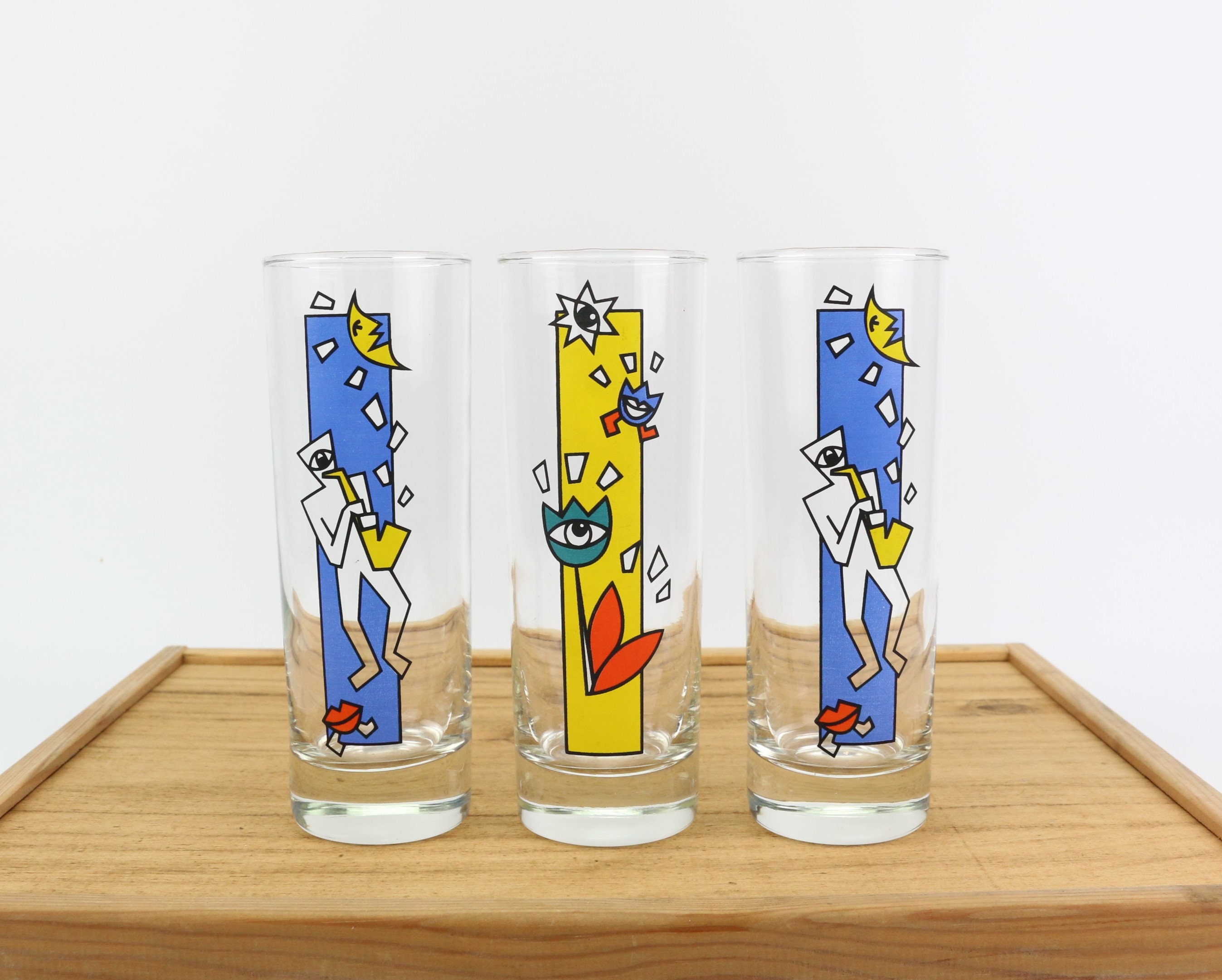 Set of 3 Ritzenhoff water glasses memphis milano style postmodern trend 90s vintage drinking glasses juice glasses collector glasses collection glass
