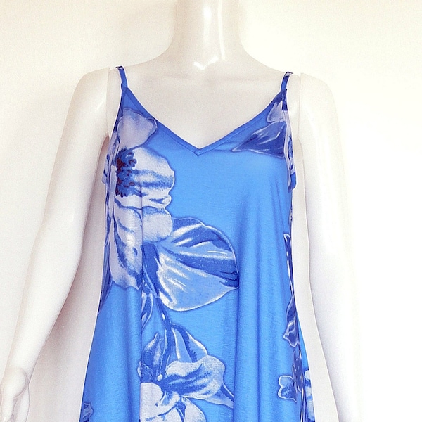 TENDENCY sky blue maxi dress with flowers size S, EU 36, US 12, vintage dress, flowy summer dress, beach dress, maxi summer dress,