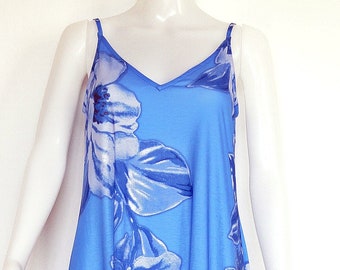 TENDENCY sky blue maxi dress with flowers size S, EU 36, US 12, vintage dress, flowy summer dress, beach dress, maxi summer dress,