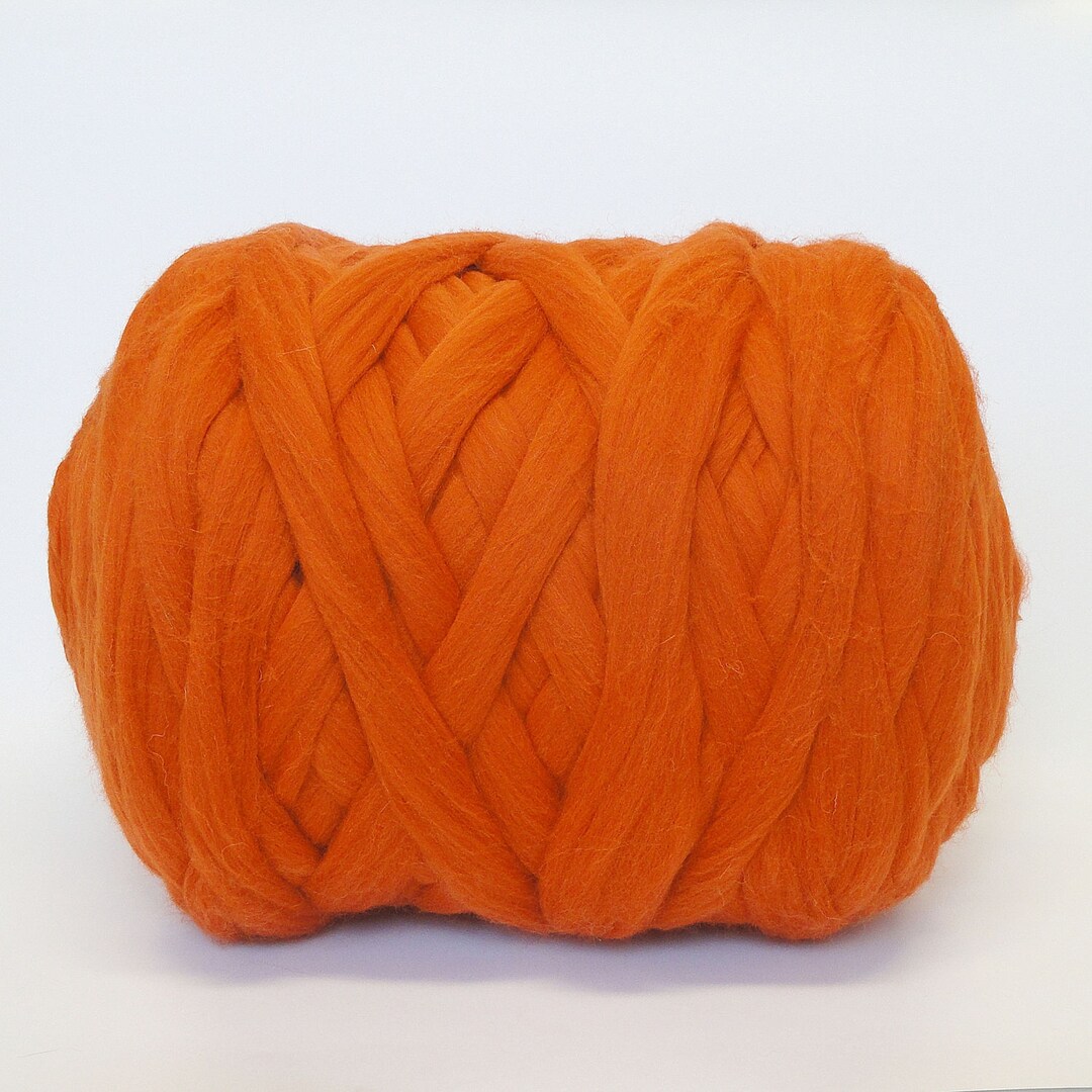 Chunky Yarn Merino Wool Dark Orange 200 Metres 4,7 Kg 10,36 Lb Skein, Super Bulky Yarn, Giant