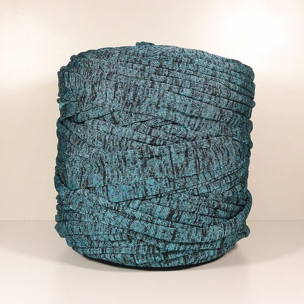 Teal grey and black striped Tshirt yarn, recycled cotton yarn, zpagetti yarn, spaghetti yarn, trapillo