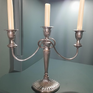 1950&#39;s Falstaff silverplated triple branch candelabra