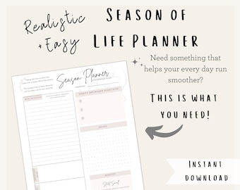 Realistic life planner, goals worksheet, dinner planner, mom home binder, life organization, family goals sheet, simple download printable
