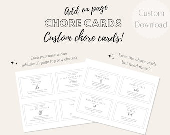 ADD ON Chores // Realistic daily chore routine cards for kids visual schedule house cleaning with pictures and description tasks