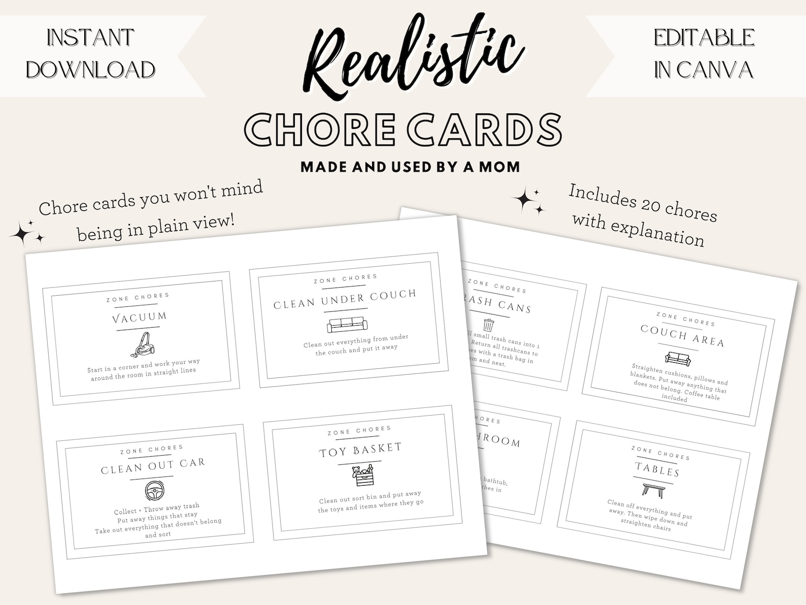 Realistic Daily Chore Routine Cards for Kids Visual Schedule - Etsy