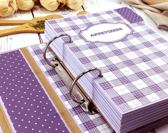 Purple Check Family Recipe Binder, Purple Cookbook Binder with Dividers, Daughter Recipe Organizer, Bridal Cookbook Binder, Christmas Gift