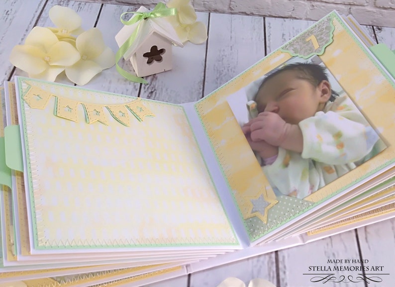 Gender Neutral First Year Baby Album Custom Mini Baby Album Etsy