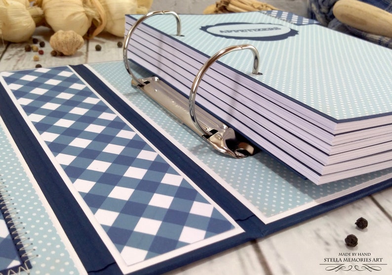 Navy Blue Family Cookbook Binder With Dividers and Pages Etsy