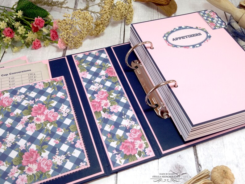 Navy Blue Cookbook Binder With Dividers and Blank Pages Etsy