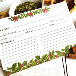 Lot de 12 cartes de recettes de Noël imprimées recto-verso, 6 x 4 cartes de recettes des Fêtes, cadeau de Noël en famille, lot de cartes de recettes A6