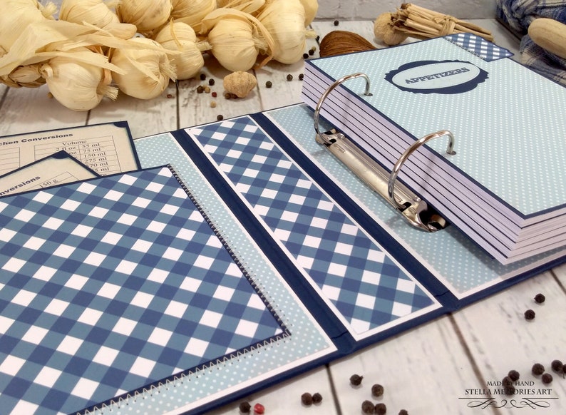 Navy Blue Family Cookbook Binder With Dividers and Pages Etsy