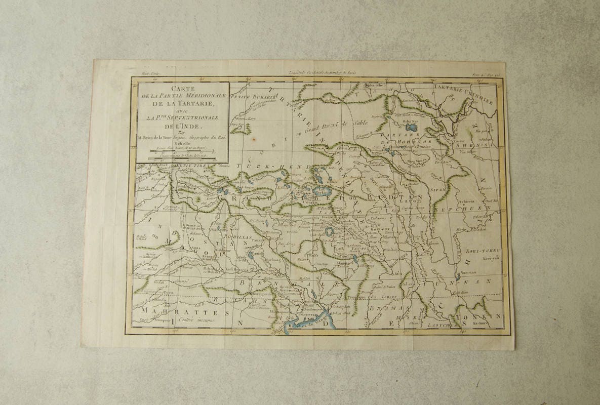 Carte de L'atlas Antique Du 19Ème Siècle Tibet en Français