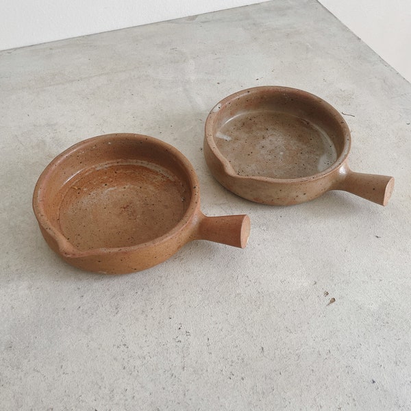 Oven dish with handle Glazed ceramic terracotta Set of 2