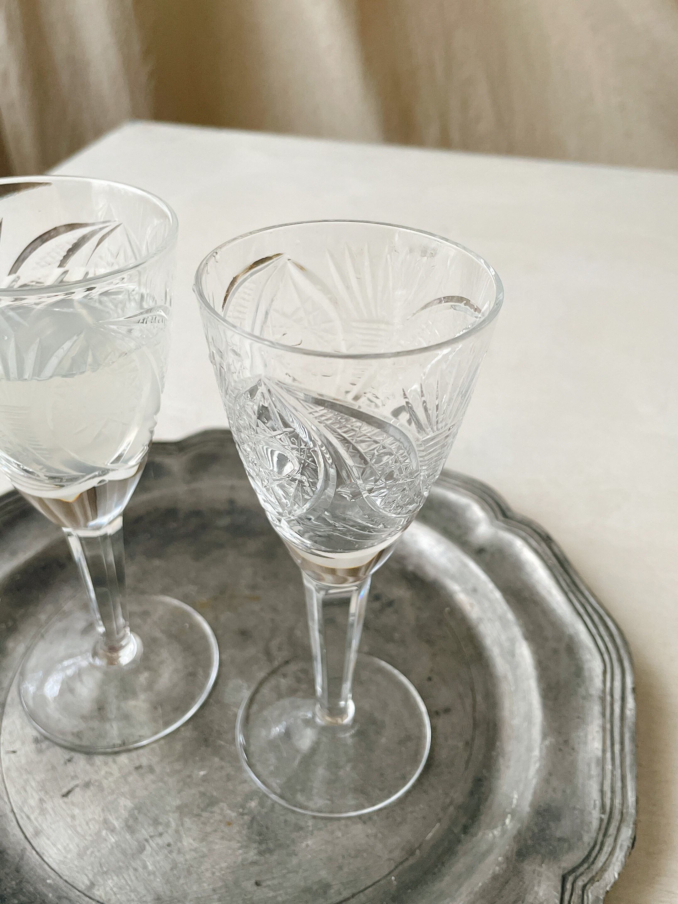 Sherry Glasses Set de 2 Stemware Français Vintage