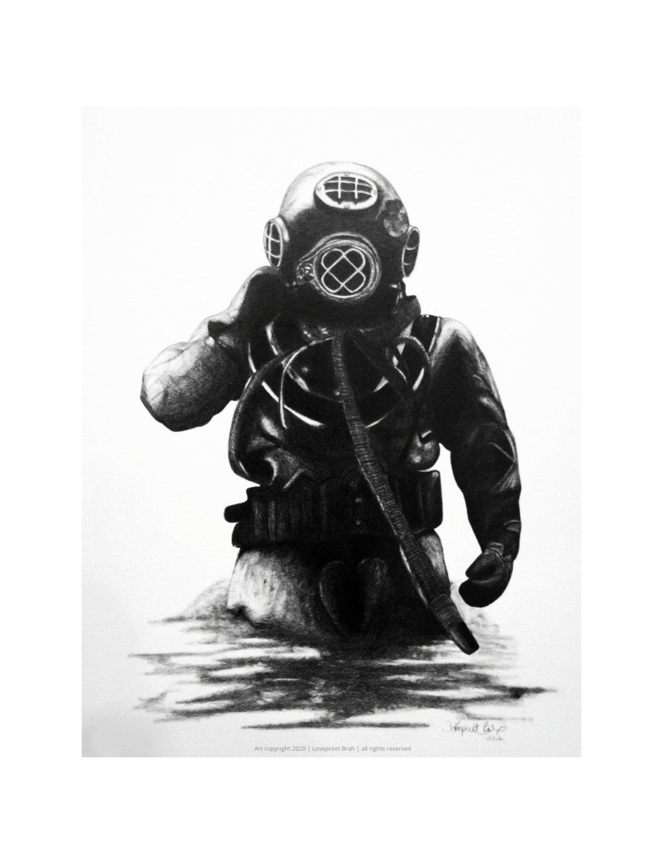 Deep Sea Diver | Art Print | Home Decor | Nautical Art | Gift Idea ...