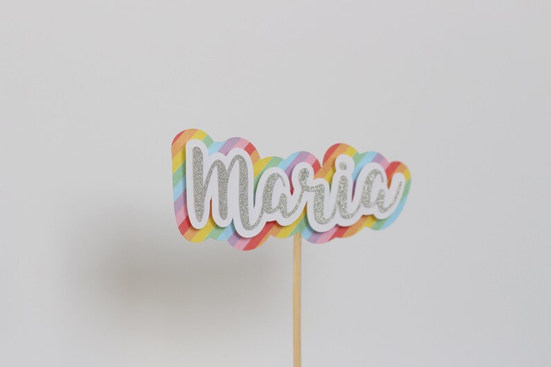 Rainbow cake topper personalised