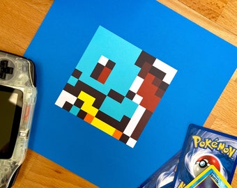 Squirtle Pokemon Pixel Art Poster