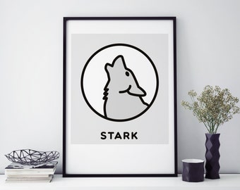 House Stark Poster, Game of Thrones Sigil Print A4, Stark Family Banner