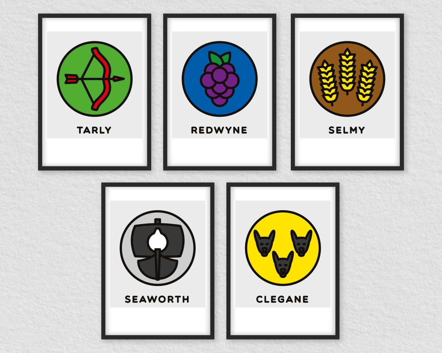 Game of Thrones Houses Poster Game of Thrones Print Houses Etsy