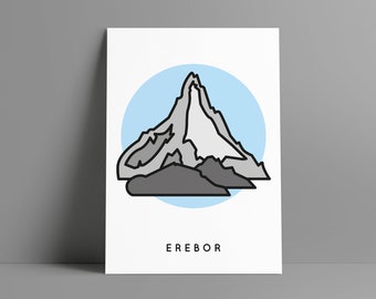 Erebor Poster, Lord of the Rings Print A4, LOTR