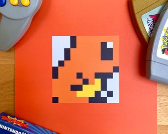 Charmander Pokemon Pixel Art Poster