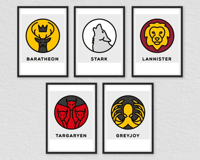 Game of Thrones Houses Poster Game of Thrones Print Houses Etsy