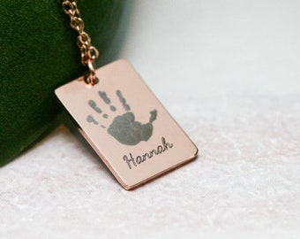 Custom Handprint Jewelry With Actual Handprint, Gift for Mama