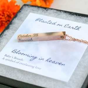 Custom miscarriage gift, baby name gift, grieving mom gift, rose gold necklace, miscarriage necklace, stillborn necklace, baby necklace gift