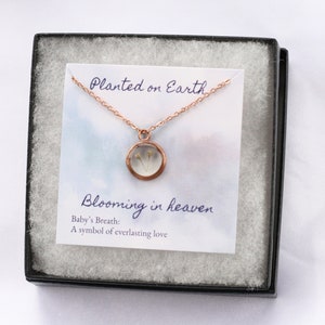 Baby’s breath miscarriage gift, multiple miscarriages, grieving mom gift, rose gold necklace, miscarriage necklace, stillborn necklace