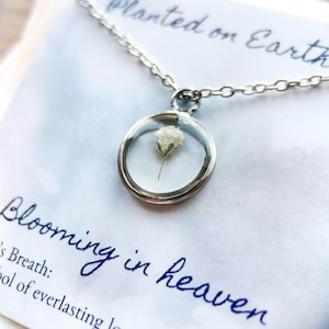 Baby’s breath miscarriage gift, pregnancy and infant loss awareness, miscarriage necklace, sterling silver babys breath, miscarriage jewelry