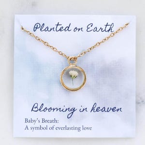 Baby’s breath miscarriage gift, multiple miscarriages, grieving mom gift, gold babys breath necklace, miscarriage necklace, miscarry gift