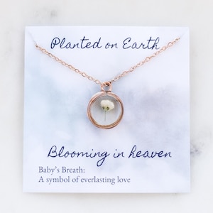 Baby’s breath miscarriage gift, multiple miscarriages, grieving mom gift, rose gold necklace, miscarriage necklace, stillborn necklace