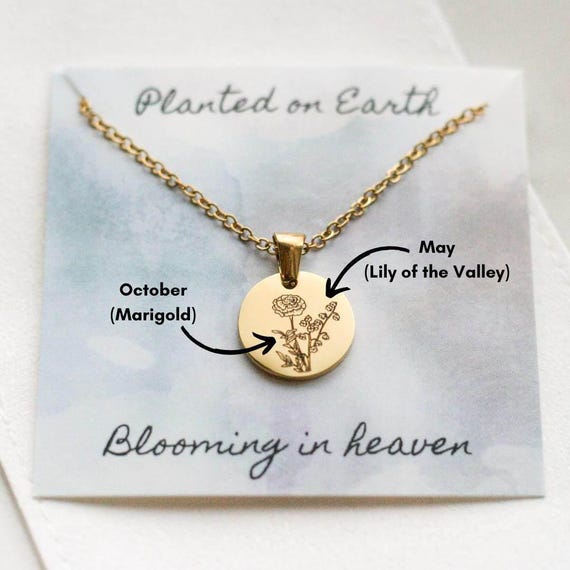 Birth Month Flower Necklace: Stainless Steel Baby Loss Gift